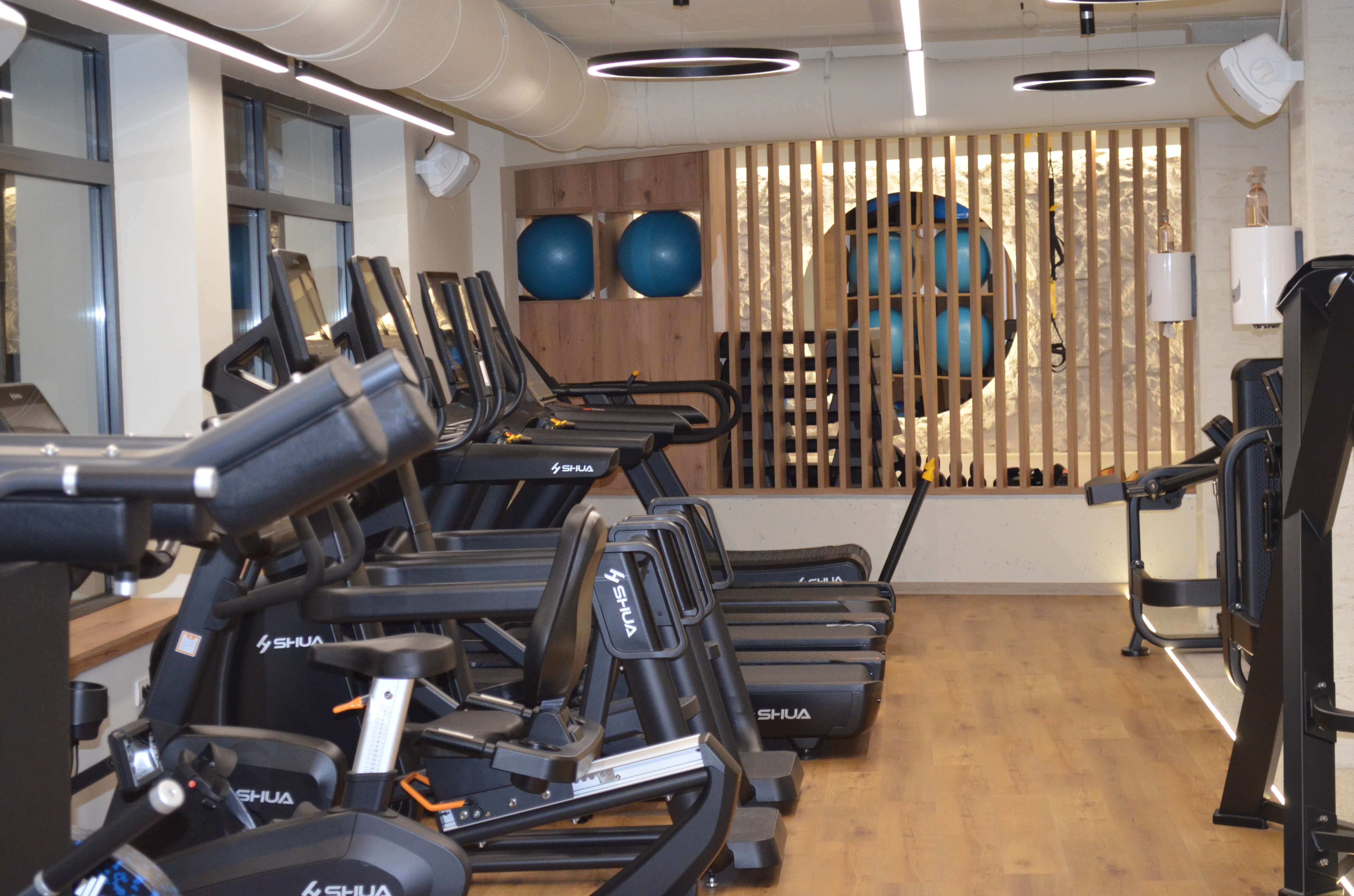 SHIA kardio oprema sa pogledom na deo centra predvidjen za Pilates